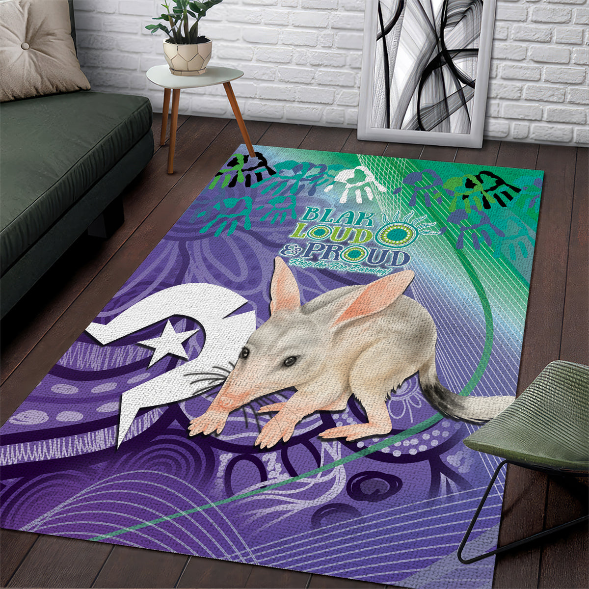 Vivid Bilby NAIDOC 2024 Area Rug Macrotis Aboriginal Art Style