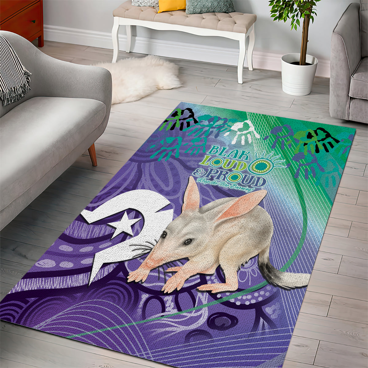 Vivid Bilby NAIDOC 2024 Area Rug Macrotis Aboriginal Art Style