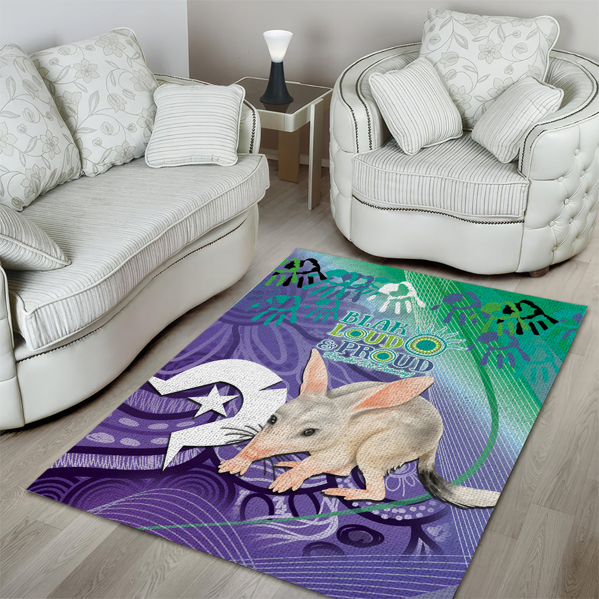 Vivid Bilby NAIDOC 2024 Area Rug Macrotis Aboriginal Art Style