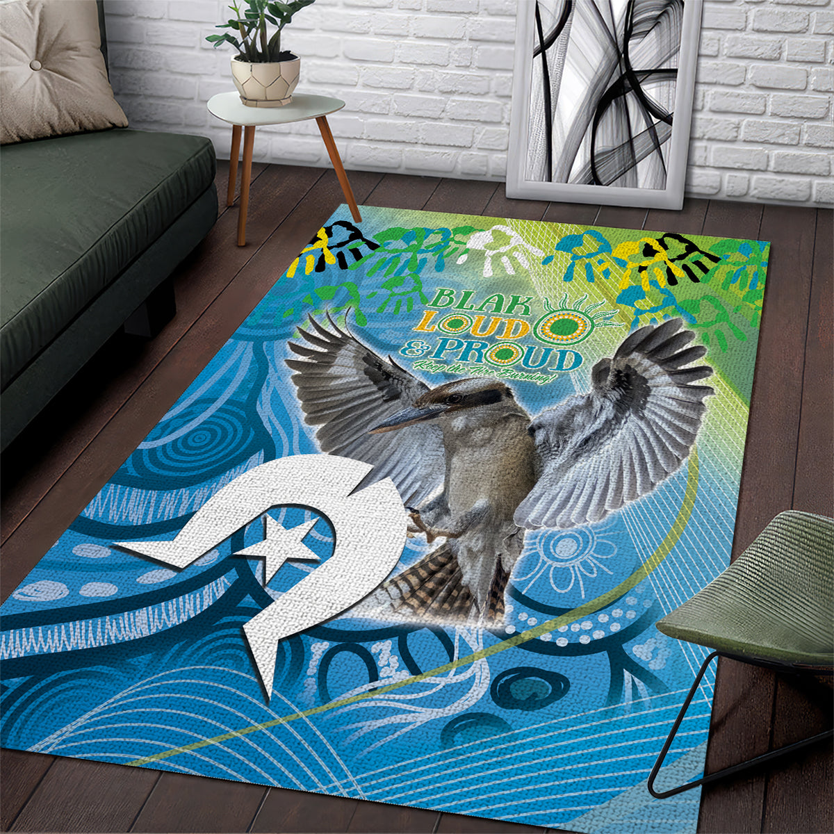 Vivid Kookaburra NAIDOC 2024 Area Rug Aboriginal Art Style