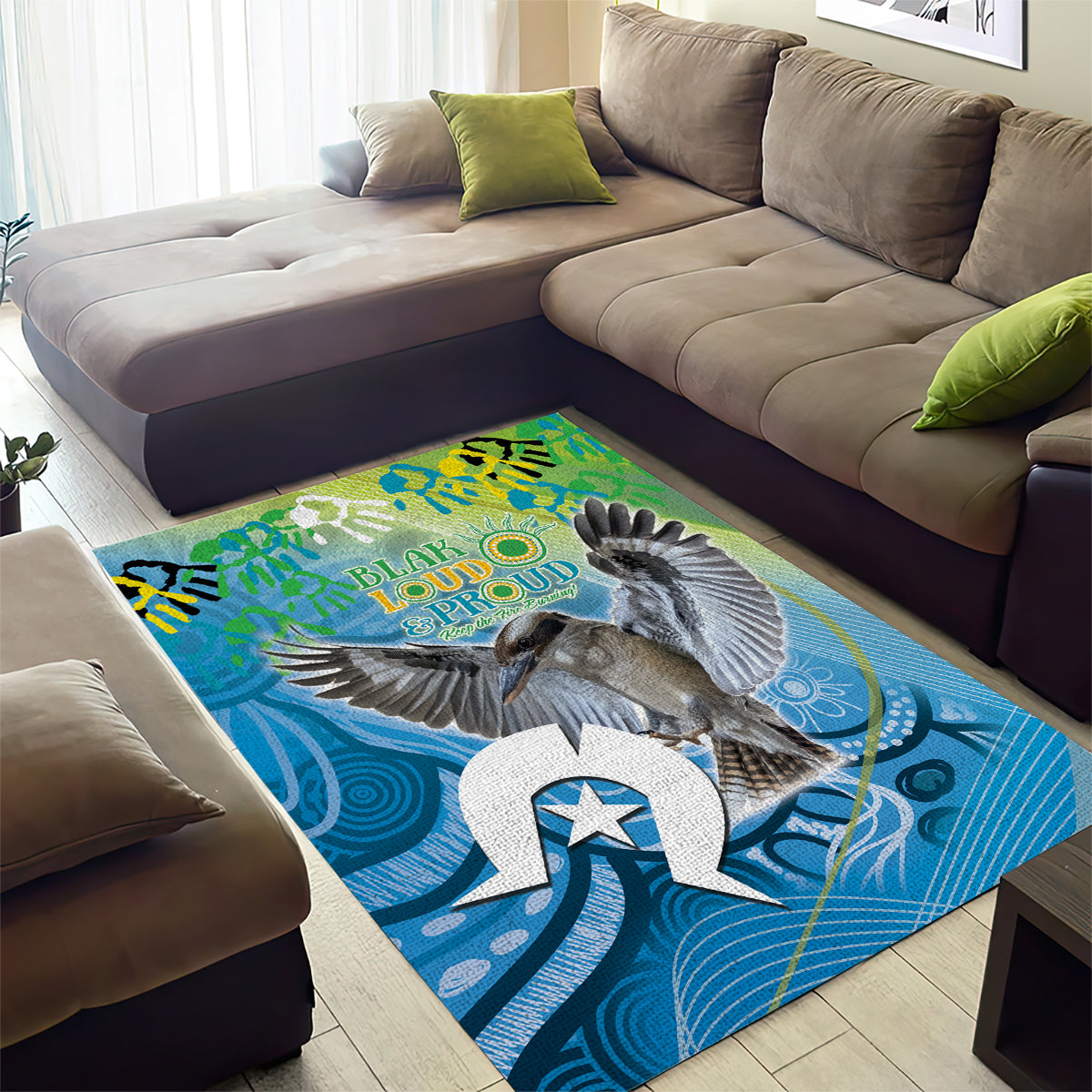 Vivid Kookaburra NAIDOC 2024 Area Rug Aboriginal Art Style