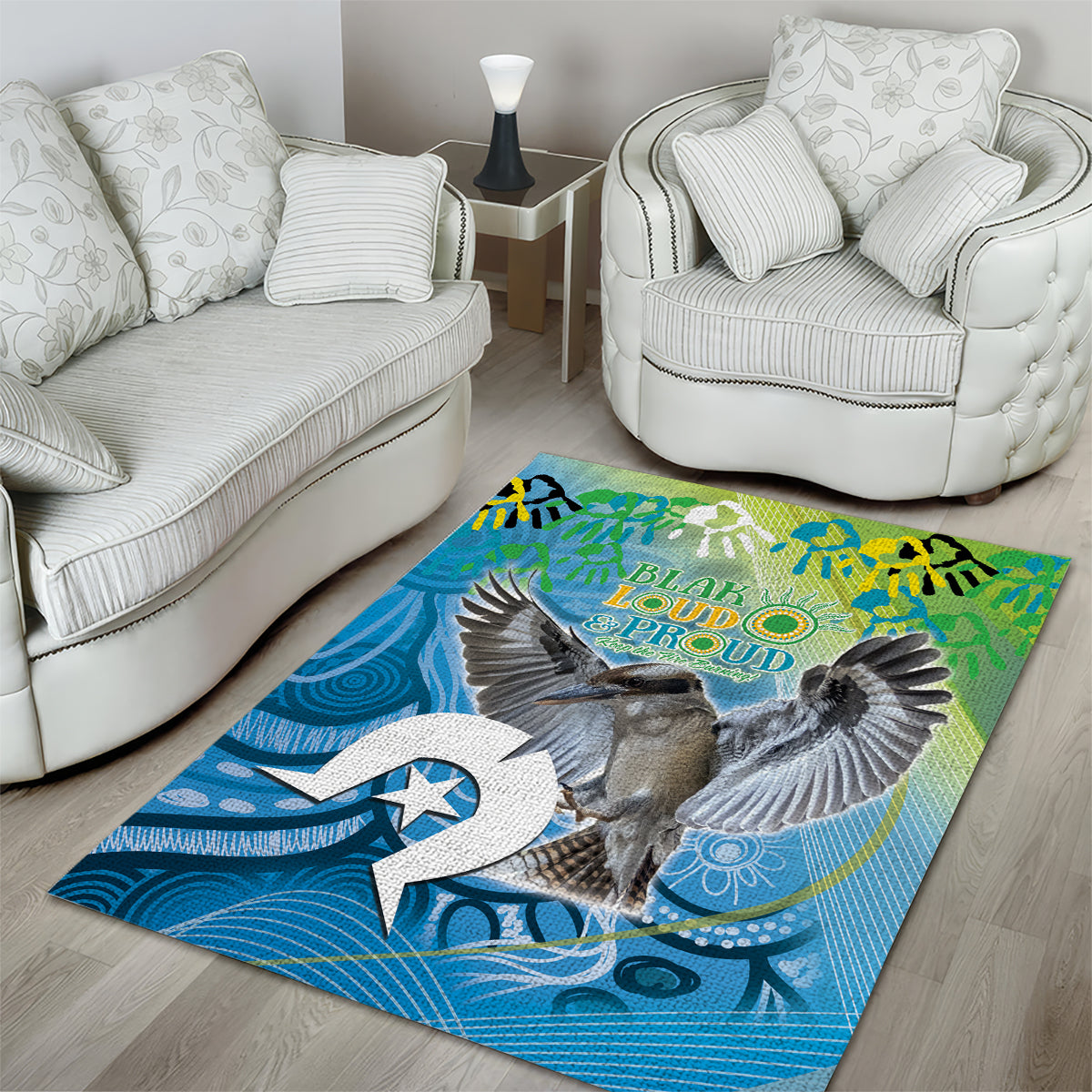 Vivid Kookaburra NAIDOC 2024 Area Rug Aboriginal Art Style