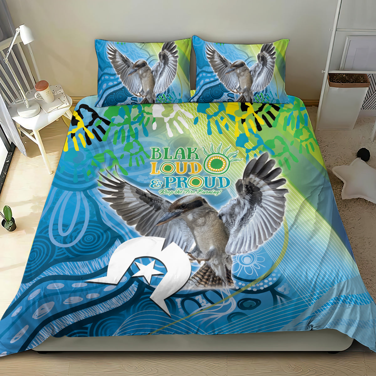 Vivid Kookaburra NAIDOC 2024 Bedding Set Aboriginal Art Style