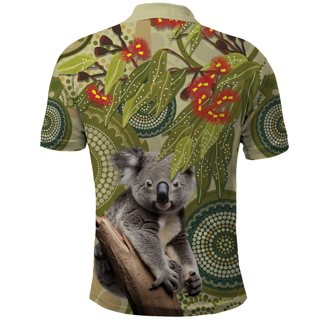 Aboriginal Koala Art Painting With Gum Blossom Polo Shirt