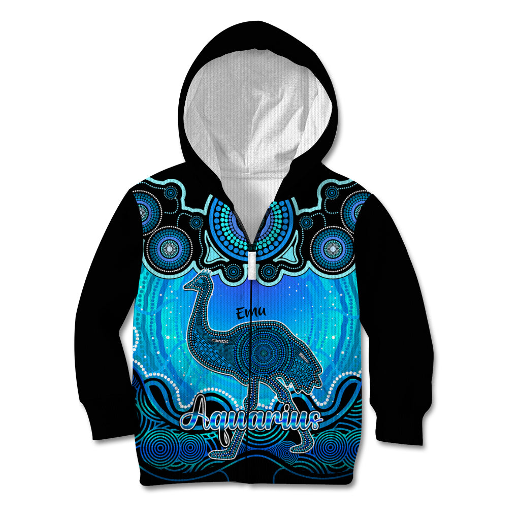 personalised-australia-aquarius-emu-zodiac-kid-hoodie-auz-astrology-aboriginal-aqua