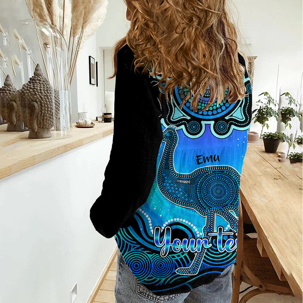 Personalised Australia Aquarius Emu Zodiac Women Casual Shirt Auz Astrology Aboriginal - Aqua LT9