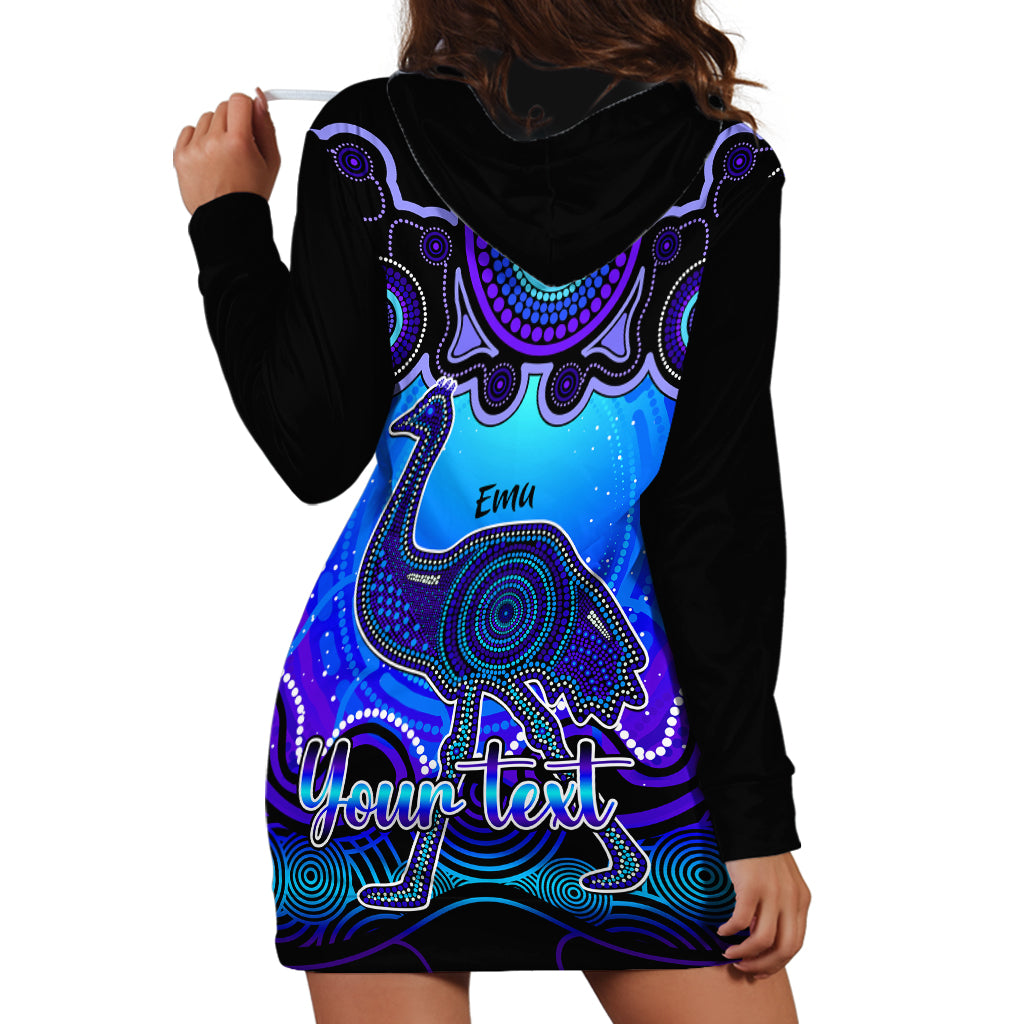 personalised-australia-aquarius-emu-zodiac-hoodie-dress-auz-astrology-aboriginal-blue