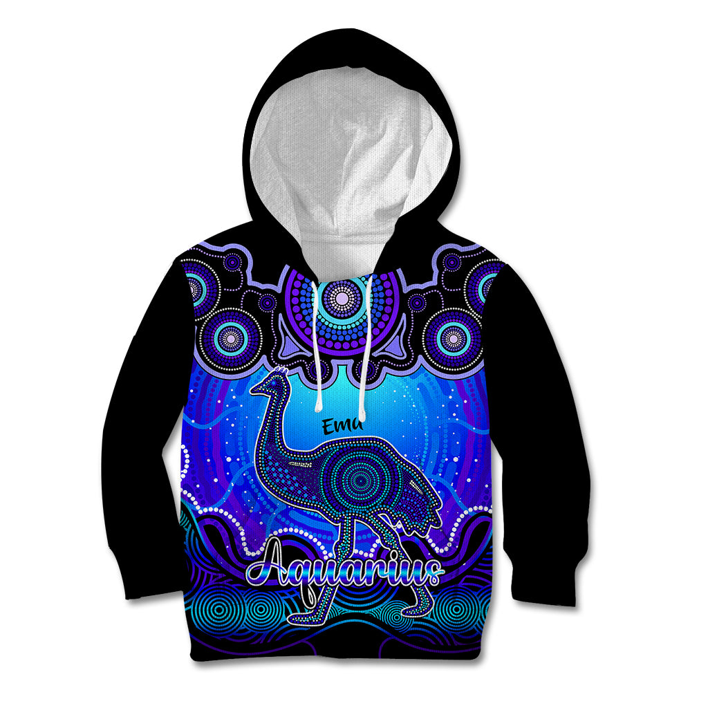 personalised-australia-aquarius-emu-zodiac-kid-hoodie-auz-astrology-aboriginal-blue