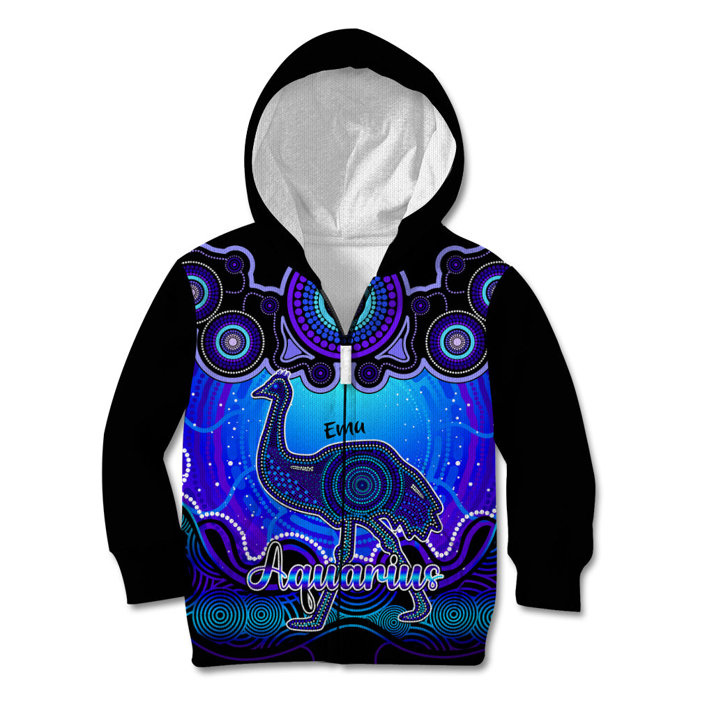 personalised-australia-aquarius-emu-zodiac-kid-hoodie-auz-astrology-aboriginal-blue