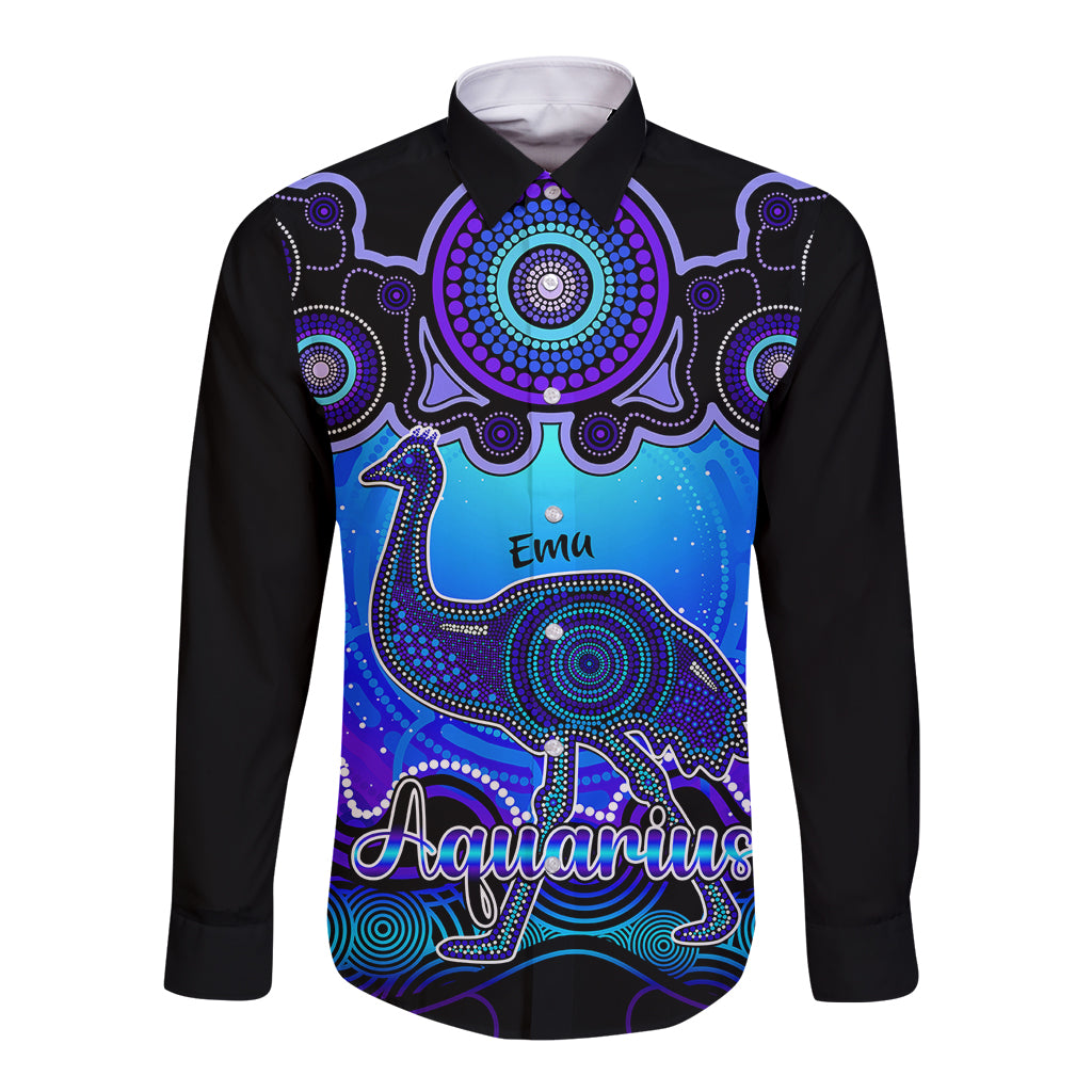 personalised-australia-aquarius-emu-zodiac-long-sleeve-button-shirt-auz-astrology-aboriginal-blue