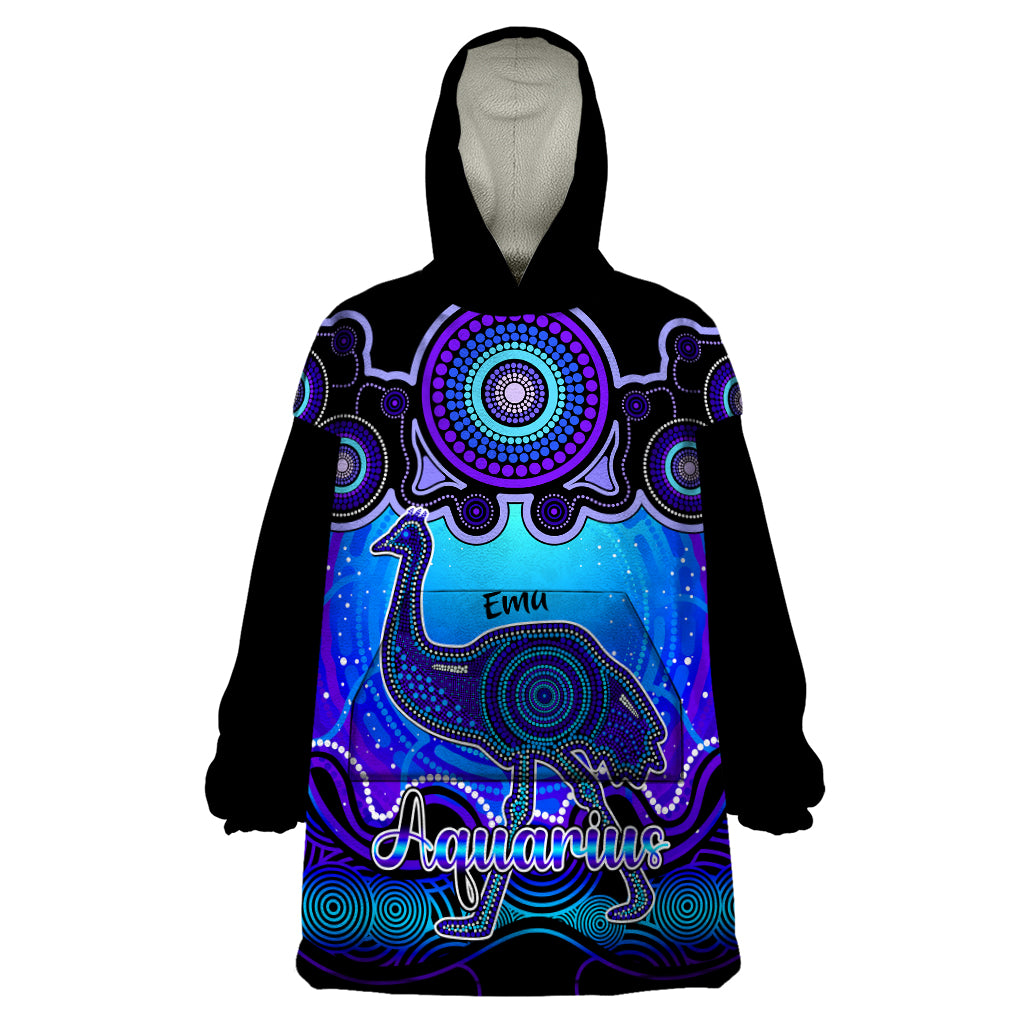 personalised-australia-aquarius-emu-zodiac-wearable-blanket-hoodie-auz-astrology-aboriginal-blue