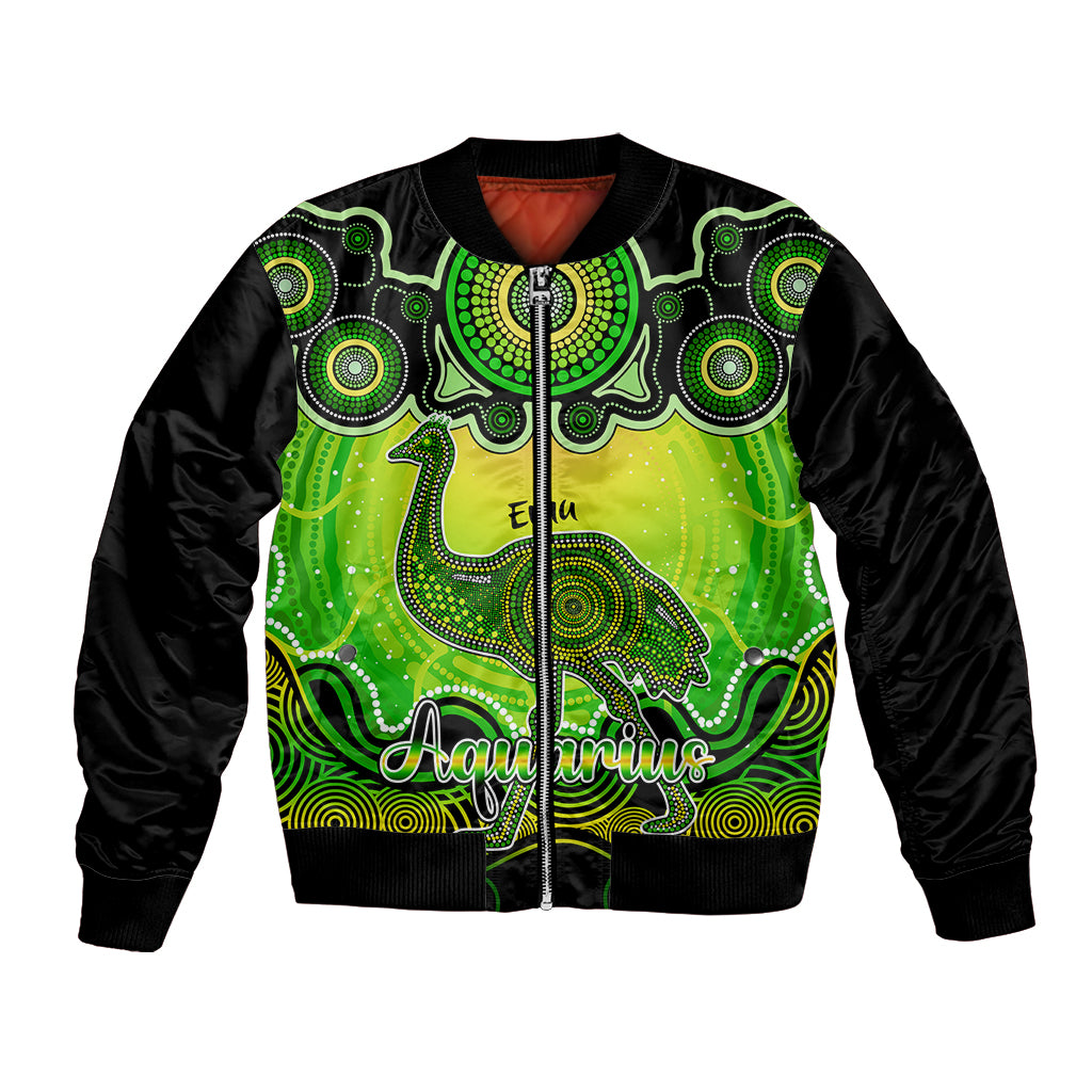 personalised-australia-aquarius-emu-zodiac-bomber-jacket-auz-astrology-aboriginal-green