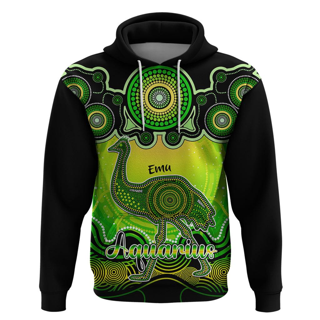 personalised-australia-aquarius-emu-zodiac-hoodie-auz-astrology-aboriginal-green