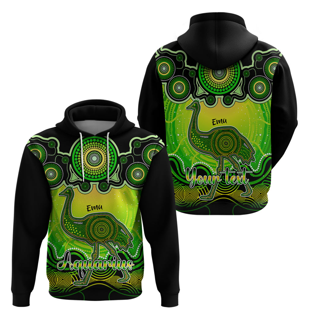 personalised-australia-aquarius-emu-zodiac-hoodie-auz-astrology-aboriginal-green