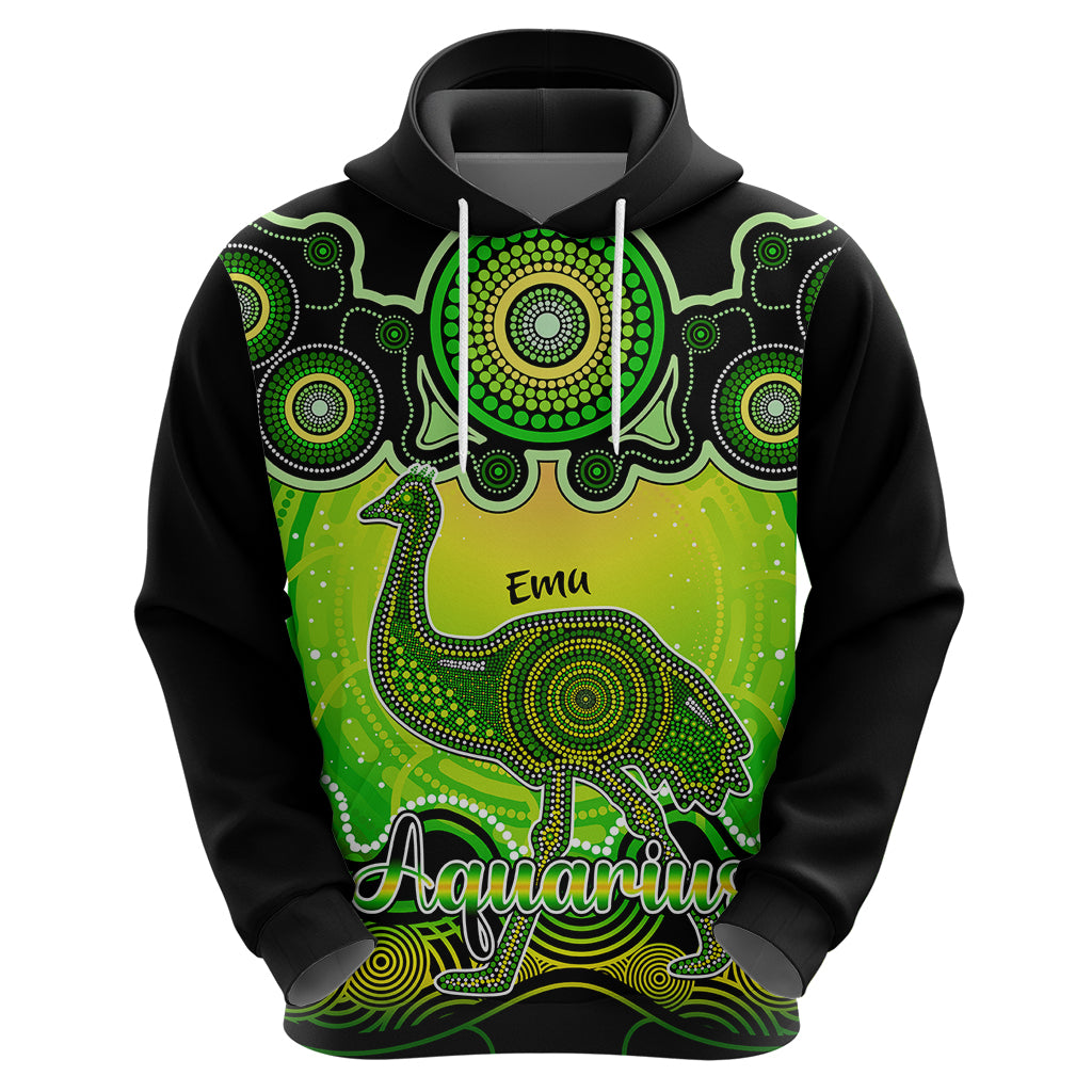 personalised-australia-aquarius-emu-zodiac-hoodie-auz-astrology-aboriginal-green