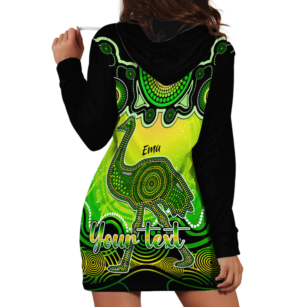 personalised-australia-aquarius-emu-zodiac-hoodie-dress-auz-astrology-aboriginal-green