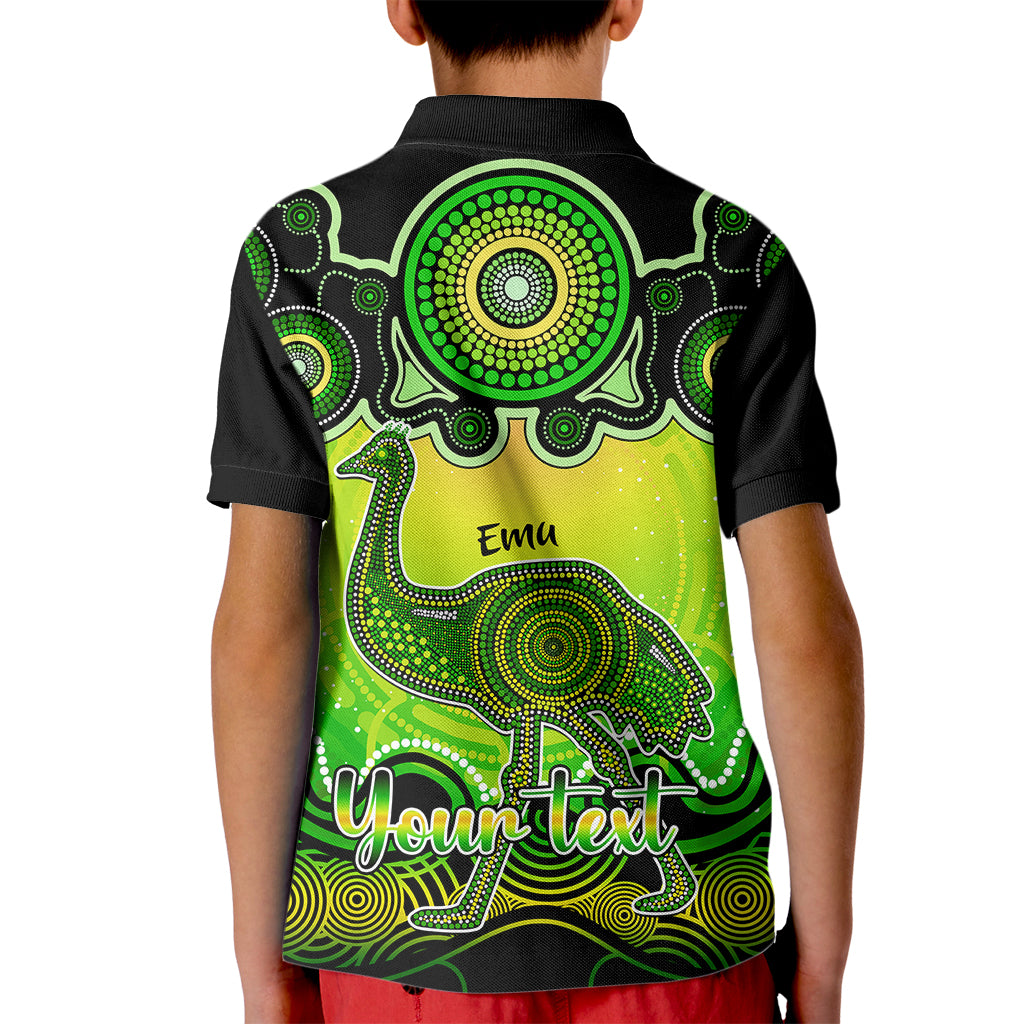 personalised-australia-aquarius-emu-zodiac-kid-polo-shirt-auz-astrology-aboriginal-green