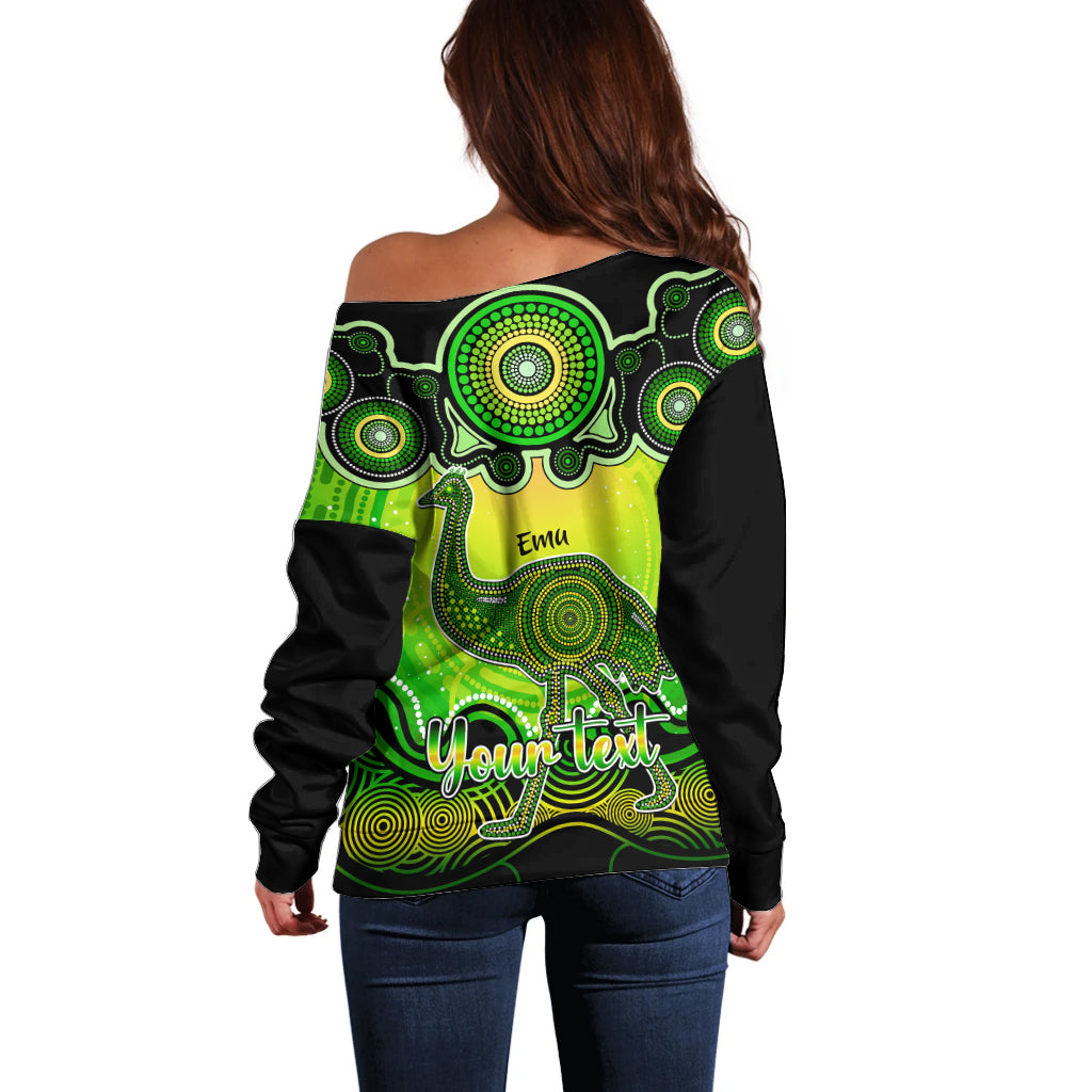 personalised-australia-aquarius-emu-zodiac-off-shoulder-sweater-auz-astrology-aboriginal-green