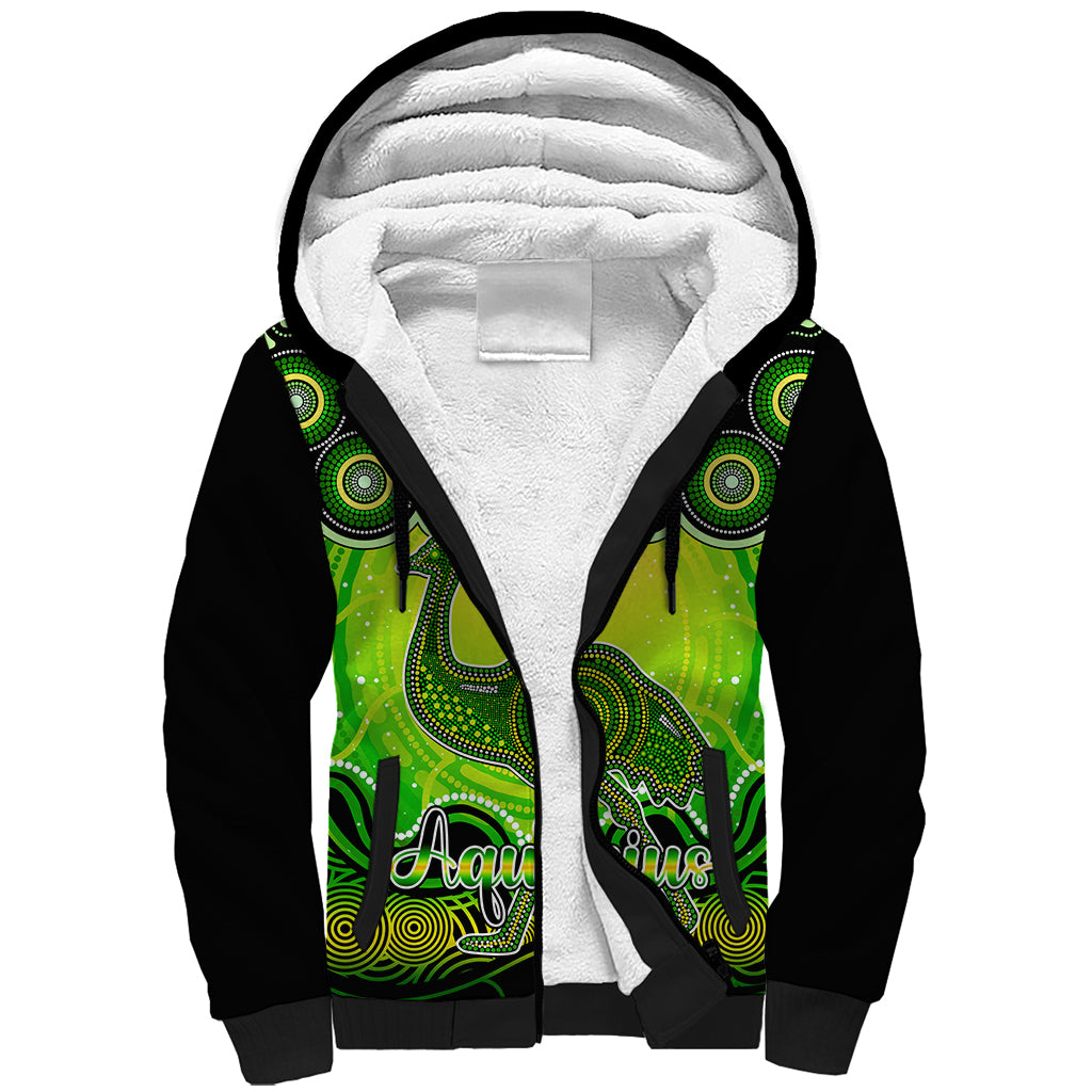 personalised-australia-aquarius-emu-zodiac-sherpa-hoodie-auz-astrology-aboriginal-green