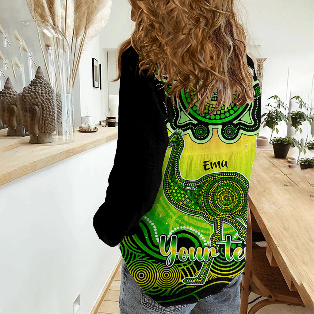 Personalised Australia Aquarius Emu Zodiac Women Casual Shirt Auz Astrology Aboriginal - Green LT9