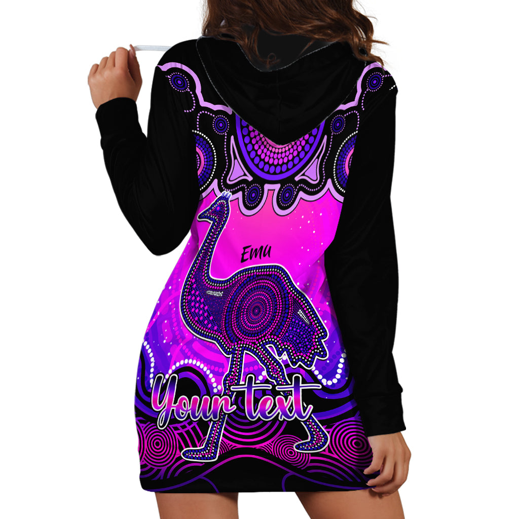 personalised-australia-aquarius-emu-zodiac-hoodie-dress-auz-astrology-aboriginal-magenta