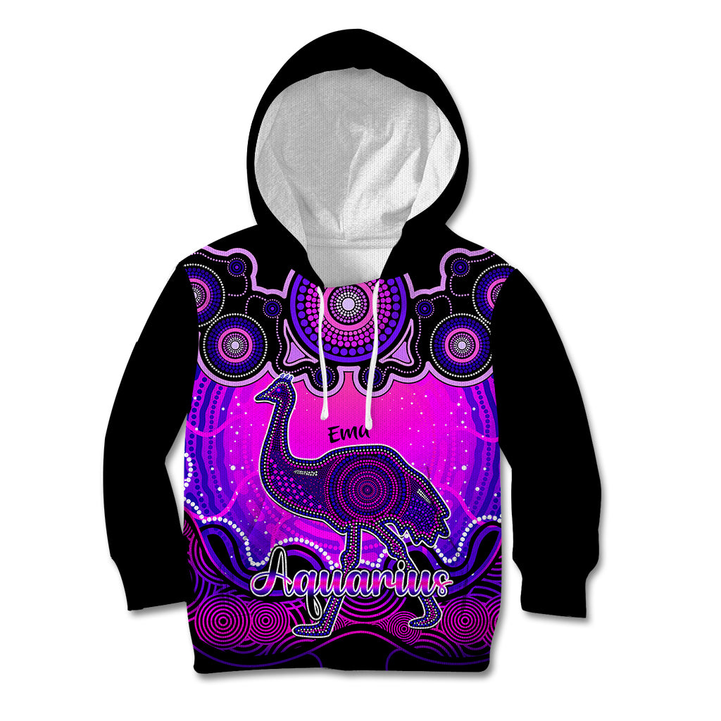 personalised-australia-aquarius-emu-zodiac-kid-hoodie-auz-astrology-aboriginal-magenta