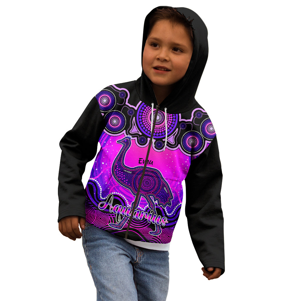 personalised-australia-aquarius-emu-zodiac-kid-hoodie-auz-astrology-aboriginal-magenta