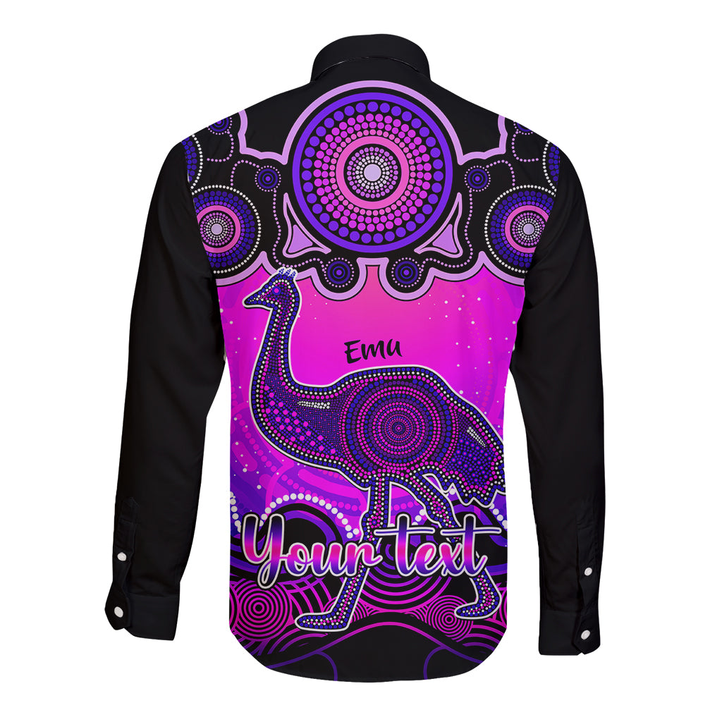 personalised-australia-aquarius-emu-zodiac-long-sleeve-button-shirt-auz-astrology-aboriginal-magenta