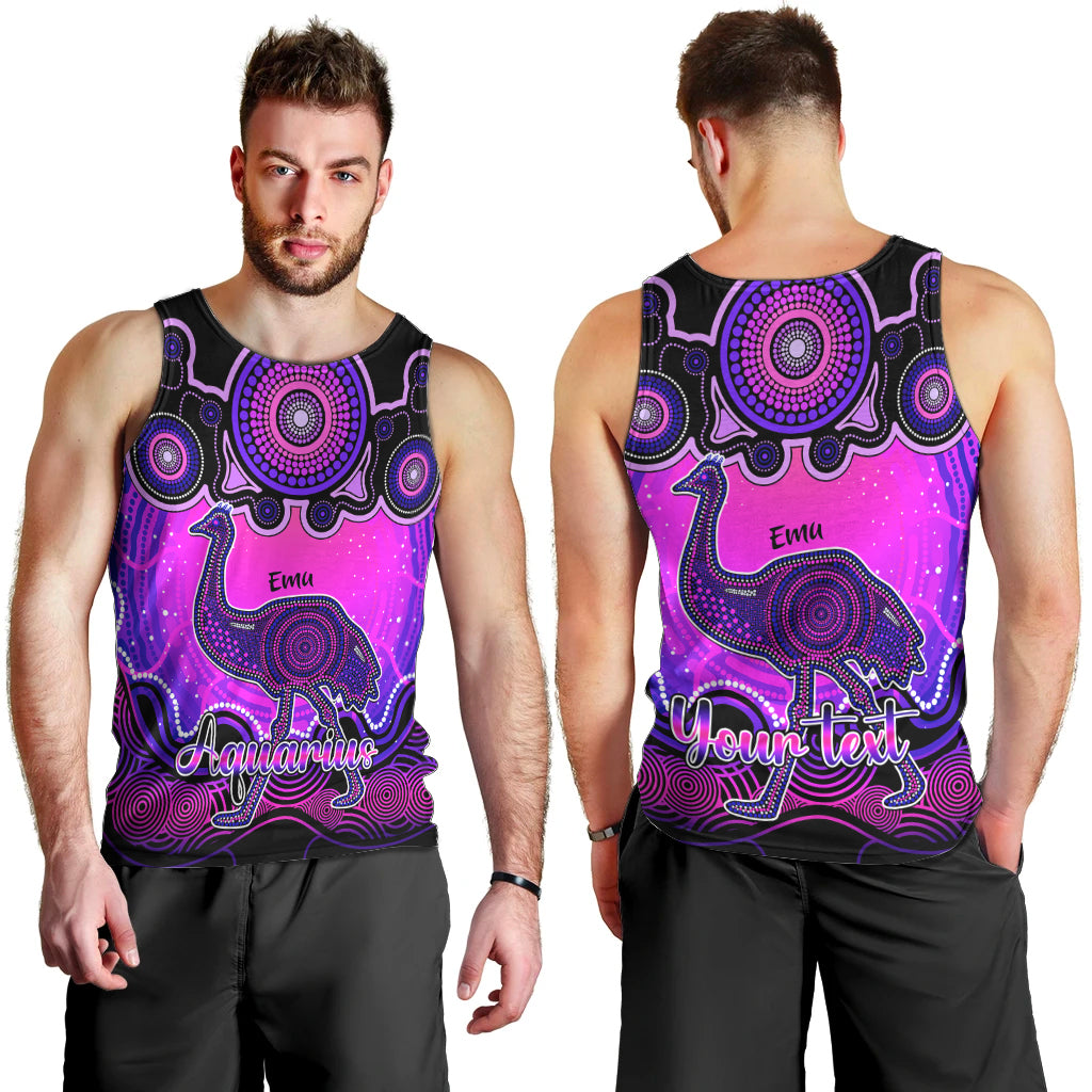 personalised-australia-aquarius-emu-zodiac-men-tank-top-auz-astrology-aboriginal-magenta