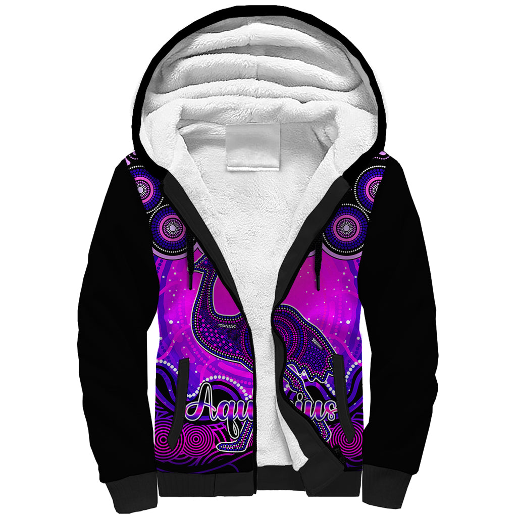 personalised-australia-aquarius-emu-zodiac-sherpa-hoodie-auz-astrology-aboriginal-magenta