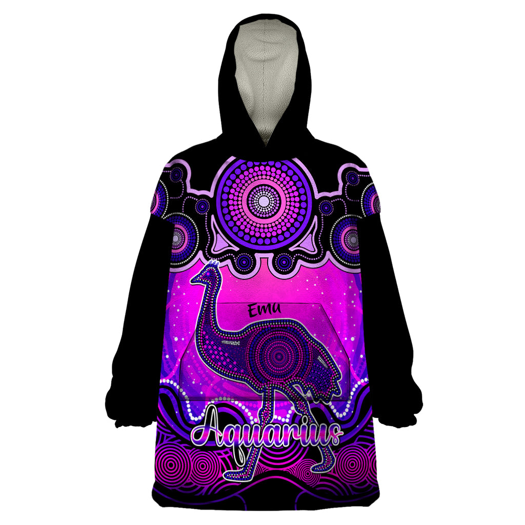 personalised-australia-aquarius-emu-zodiac-wearable-blanket-hoodie-auz-astrology-aboriginal-magenta