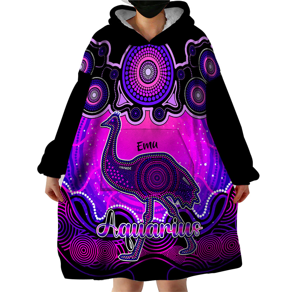 personalised-australia-aquarius-emu-zodiac-wearable-blanket-hoodie-auz-astrology-aboriginal-magenta