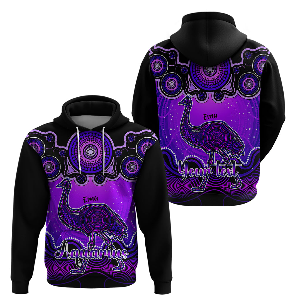 personalised-australia-aquarius-emu-zodiac-hoodie-auz-astrology-aboriginal-purple