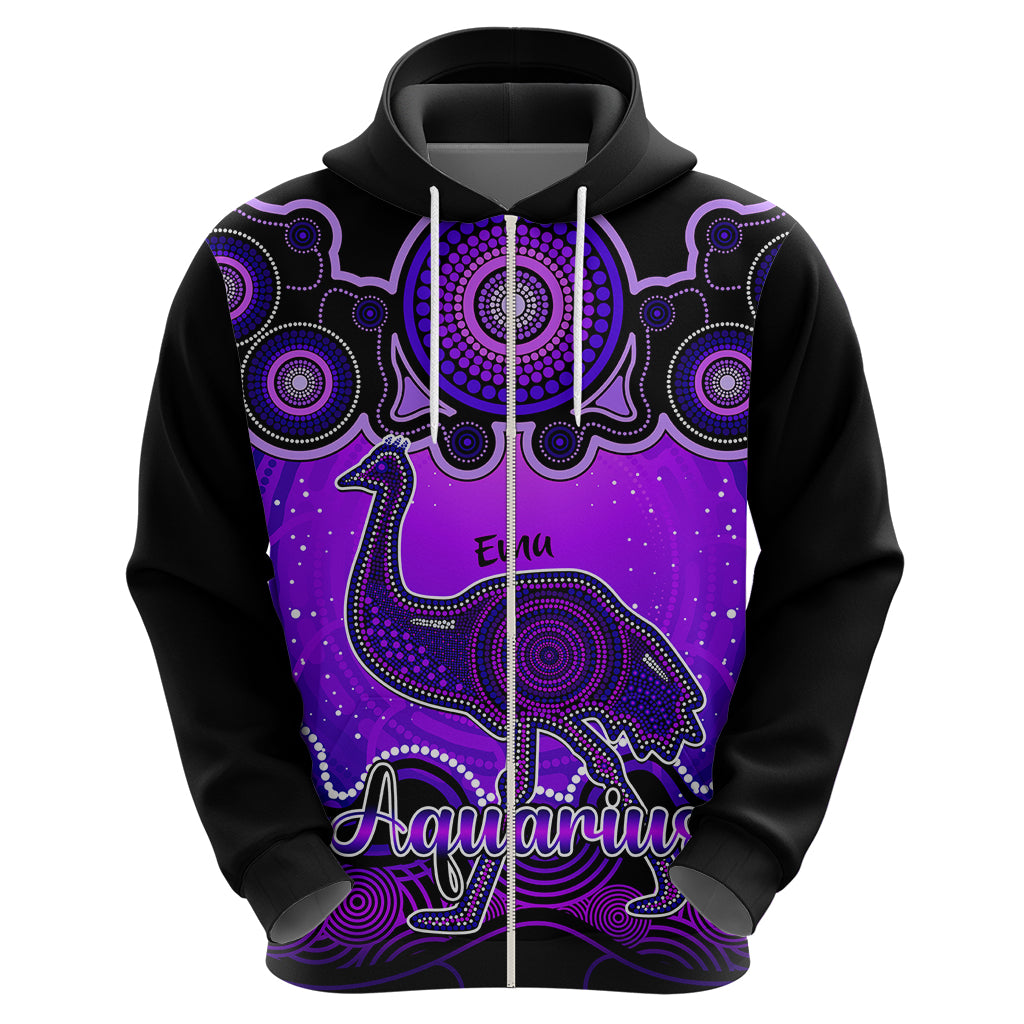 personalised-australia-aquarius-emu-zodiac-hoodie-auz-astrology-aboriginal-purple