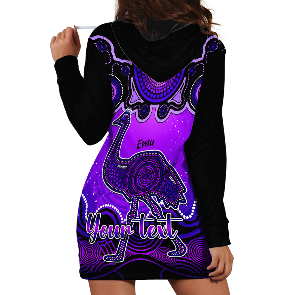 personalised-australia-aquarius-emu-zodiac-hoodie-dress-auz-astrology-aboriginal-purple