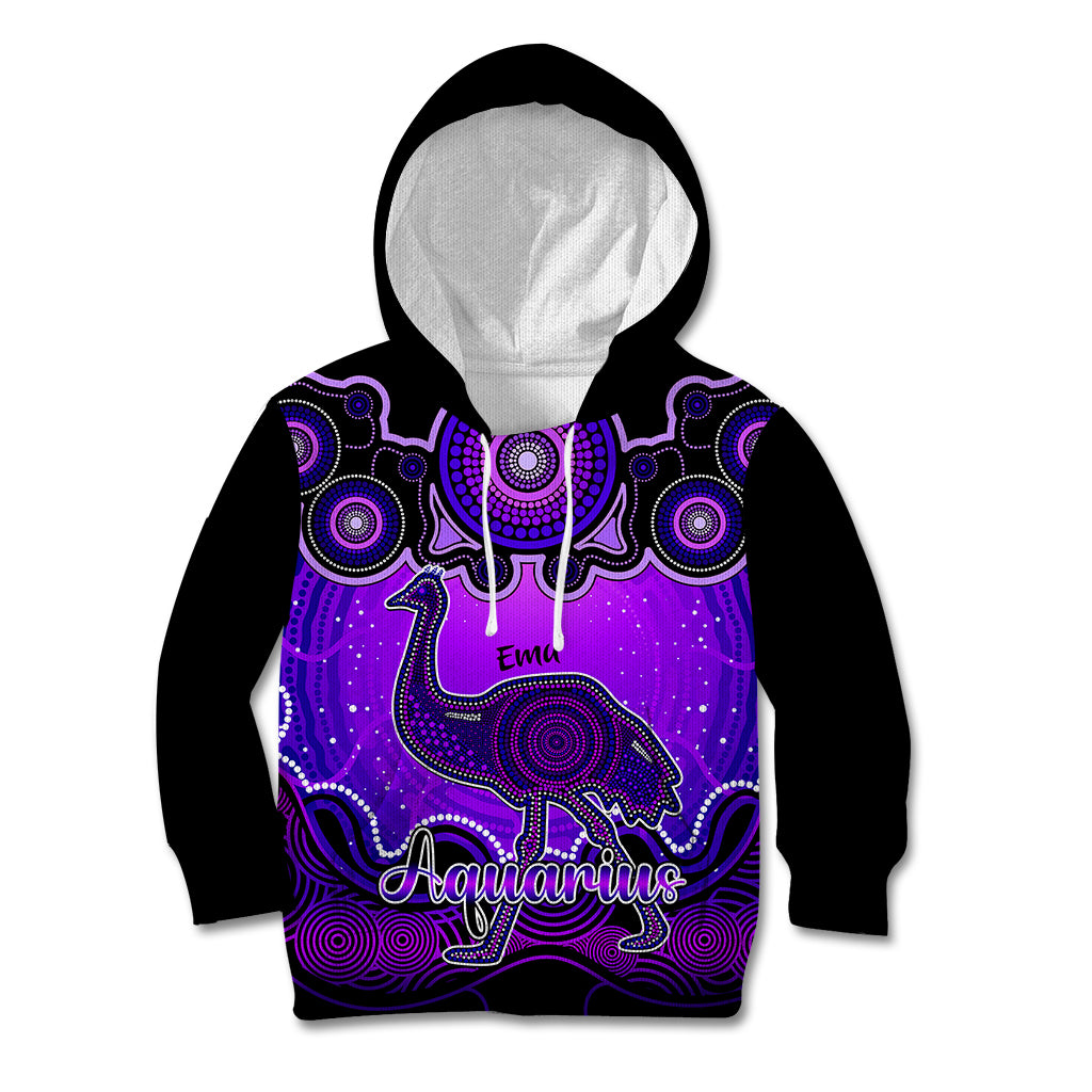 personalised-australia-aquarius-emu-zodiac-kid-hoodie-auz-astrology-aboriginal-purple