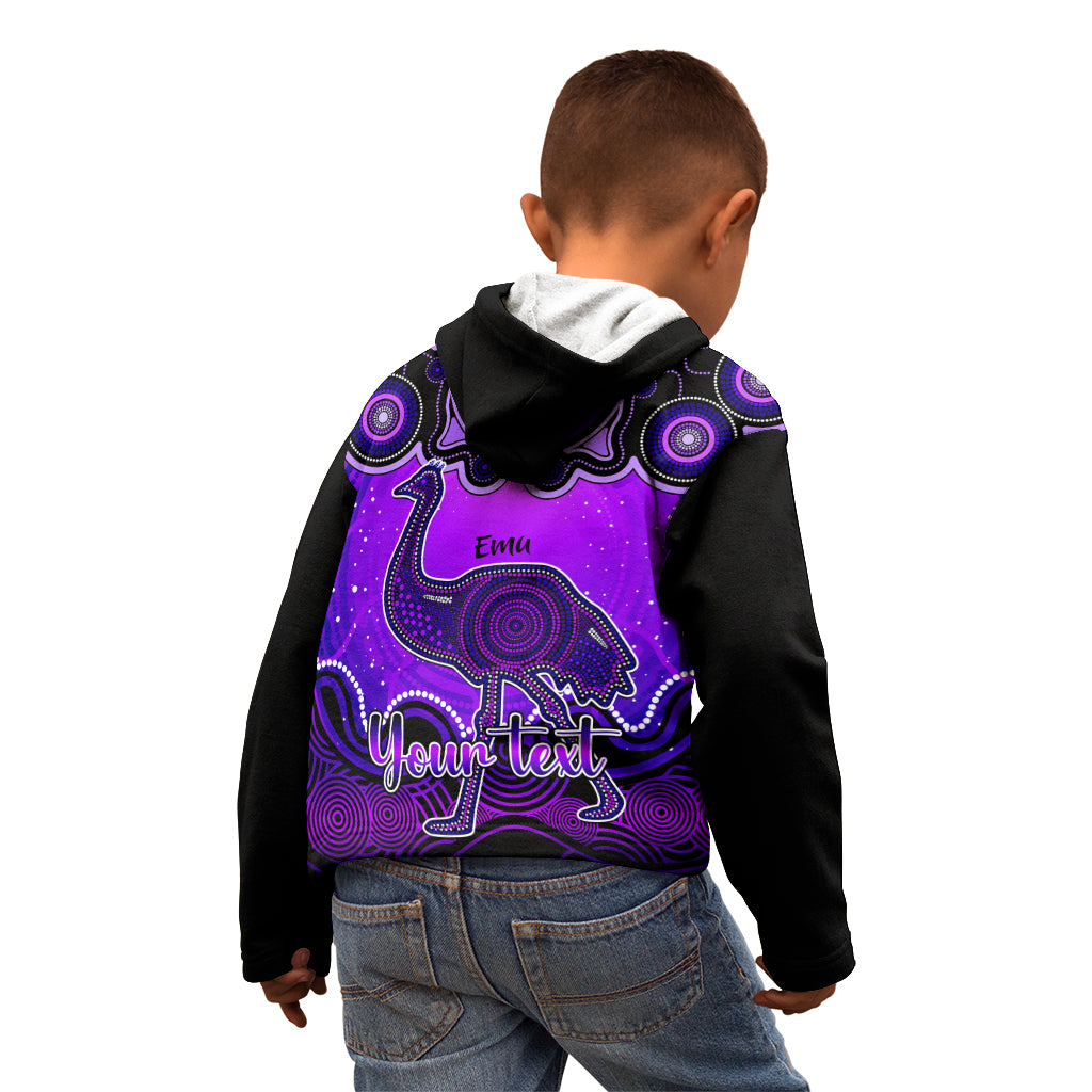 personalised-australia-aquarius-emu-zodiac-kid-hoodie-auz-astrology-aboriginal-purple