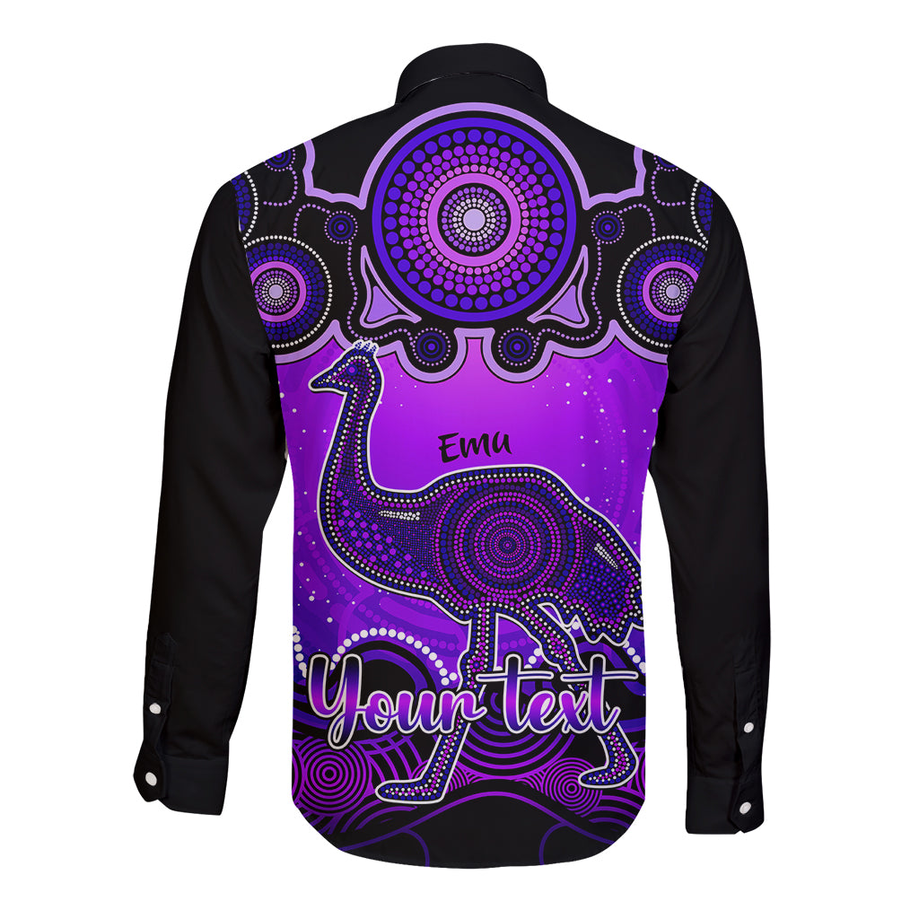 personalised-australia-aquarius-emu-zodiac-long-sleeve-button-shirt-auz-astrology-aboriginal-purple