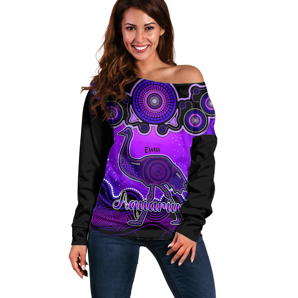 personalised-australia-aquarius-emu-zodiac-off-shoulder-sweater-auz-astrology-aboriginal-purple