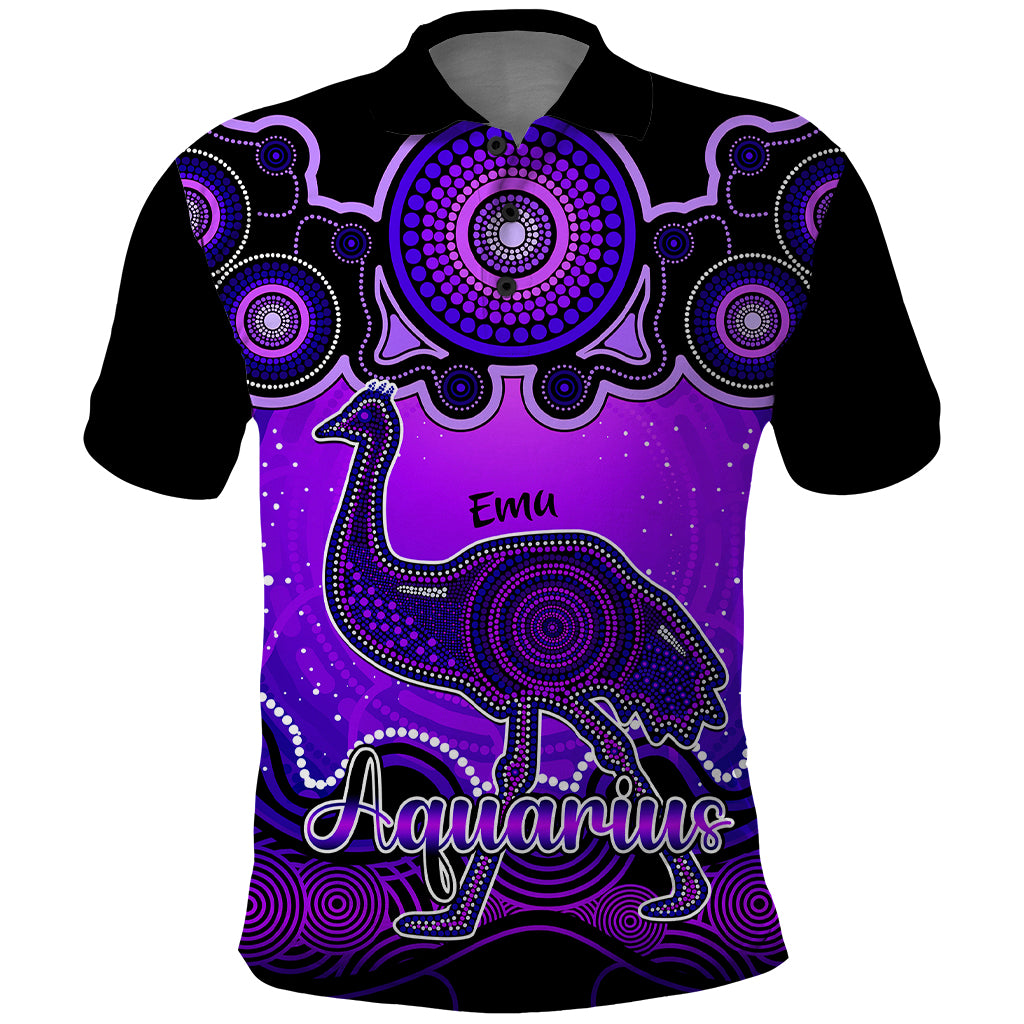 personalised-australia-aquarius-emu-zodiac-polo-shirt-auz-astrology-aboriginal-purple