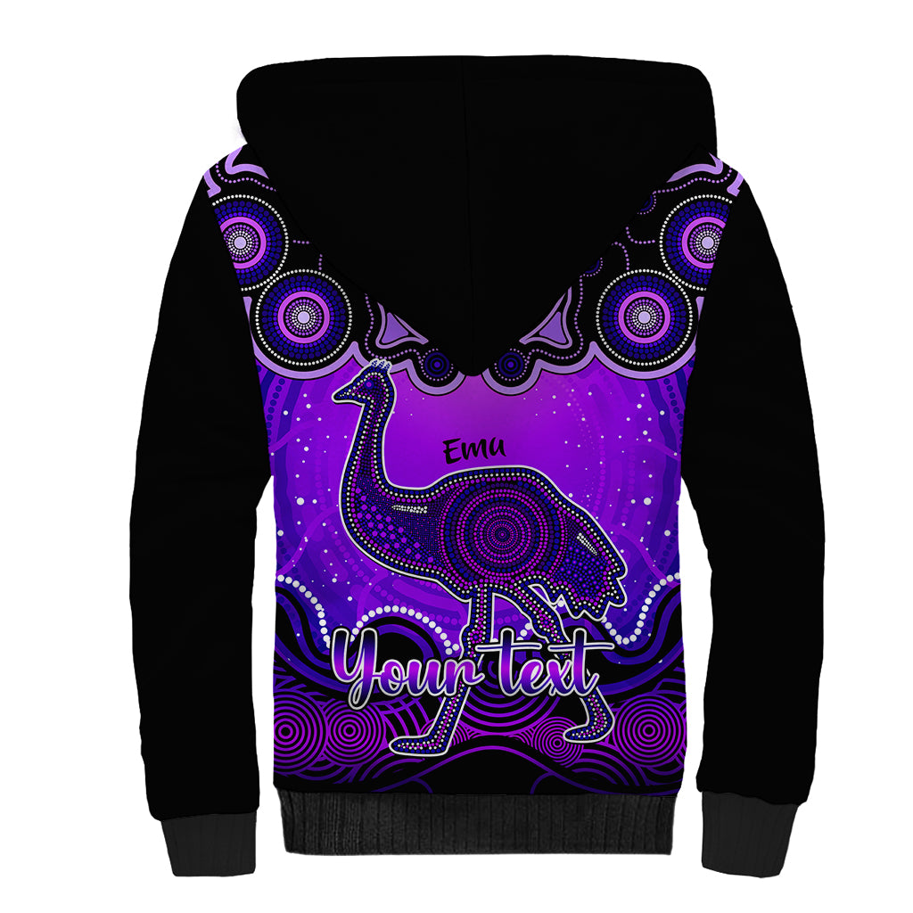 personalised-australia-aquarius-emu-zodiac-sherpa-hoodie-auz-astrology-aboriginal-purple