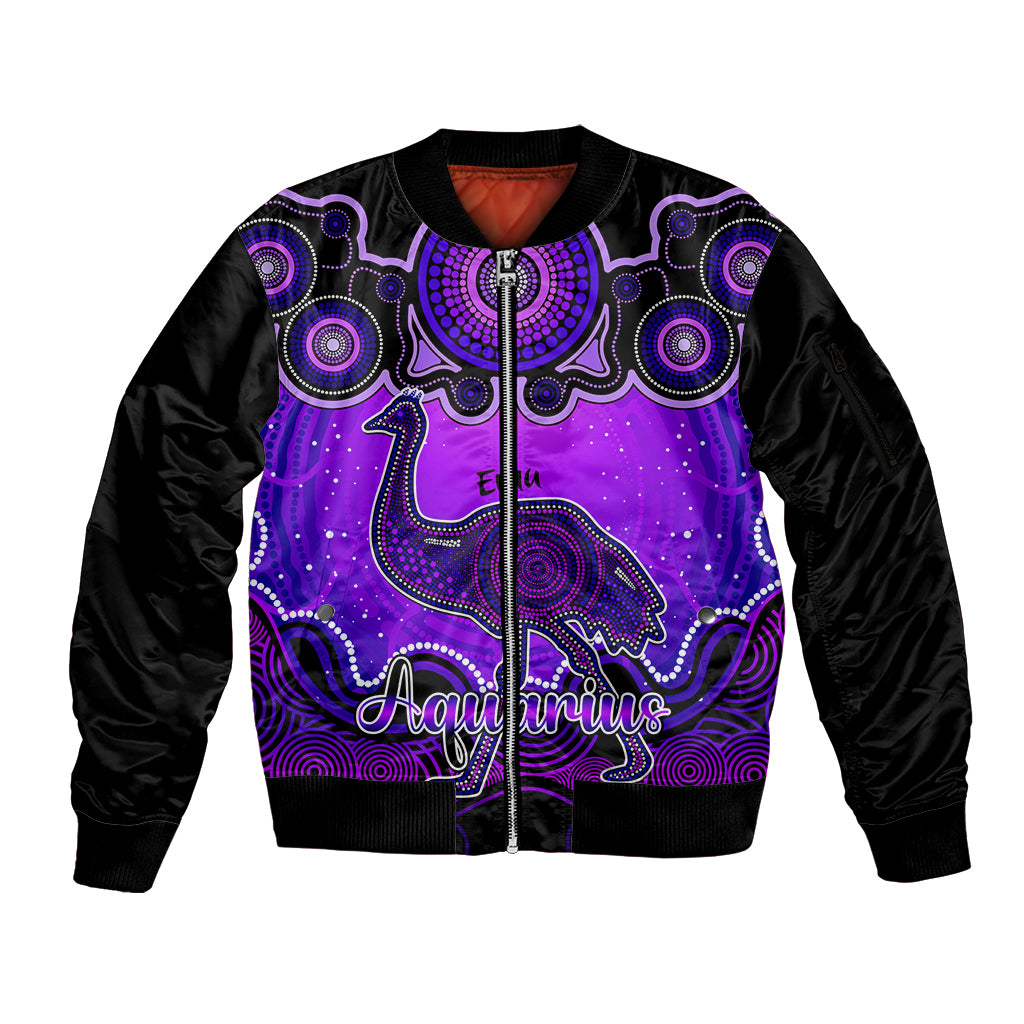 personalised-australia-aquarius-emu-zodiac-sleeve-zip-bomber-jacket-auz-astrology-aboriginal-purple