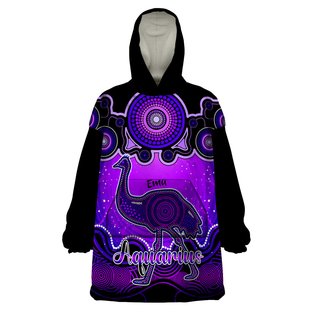 personalised-australia-aquarius-emu-zodiac-wearable-blanket-hoodie-auz-astrology-aboriginal-purple