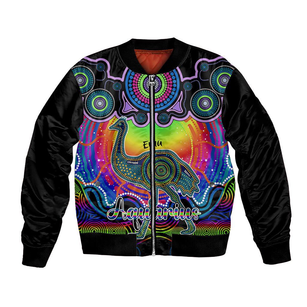 personalised-australia-aquarius-emu-zodiac-bomber-jacket-auz-astrology-aboriginal-rainbow