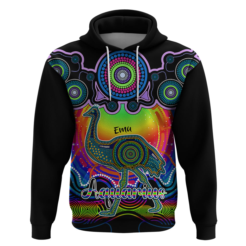 personalised-australia-aquarius-emu-zodiac-hoodie-auz-astrology-aboriginal-rainbow