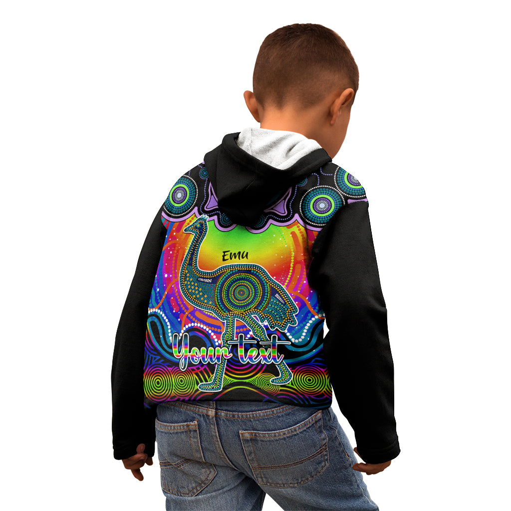 personalised-australia-aquarius-emu-zodiac-kid-hoodie-auz-astrology-aboriginal-rainbow