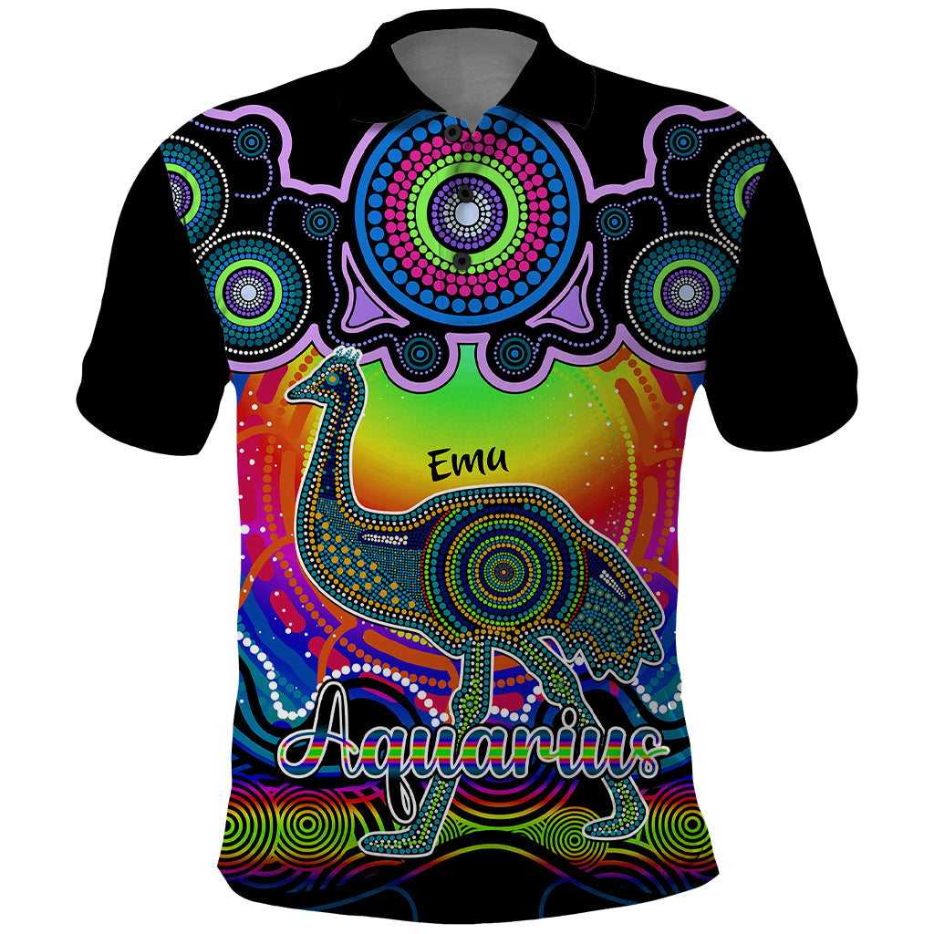 personalised-australia-aquarius-emu-zodiac-polo-shirt-auz-astrology-aboriginal-rainbow