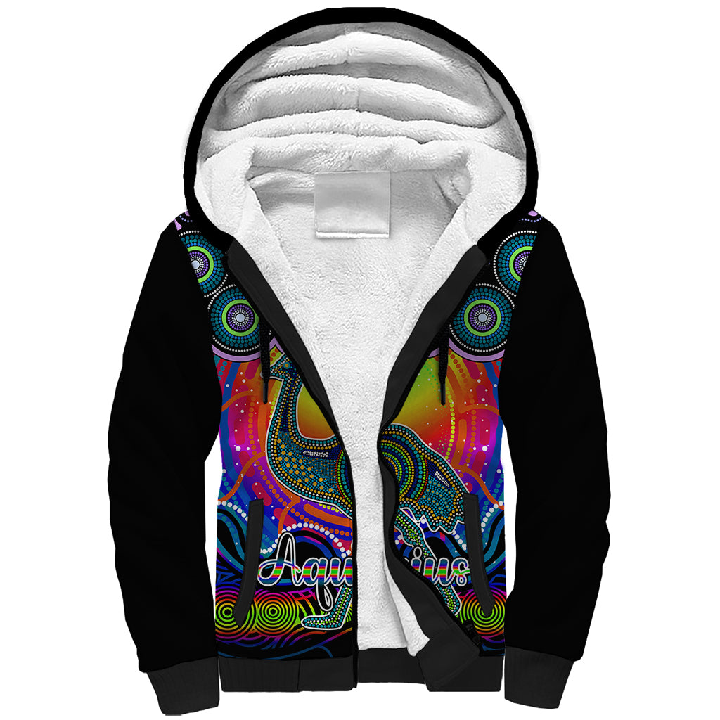 personalised-australia-aquarius-emu-zodiac-sherpa-hoodie-auz-astrology-aboriginal-rainbow