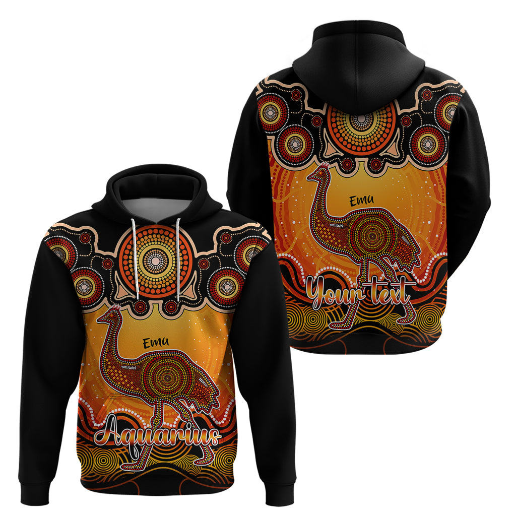 personalised-australia-aquarius-emu-zodiac-hoodie-auz-astrology-aboriginal-red