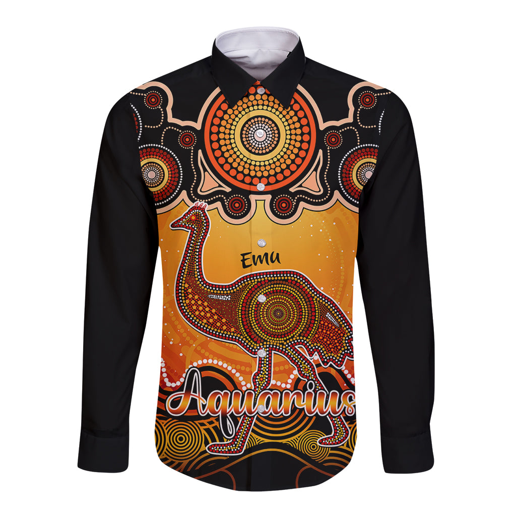 personalised-australia-aquarius-emu-zodiac-long-sleeve-button-shirt-auz-astrology-aboriginal-red